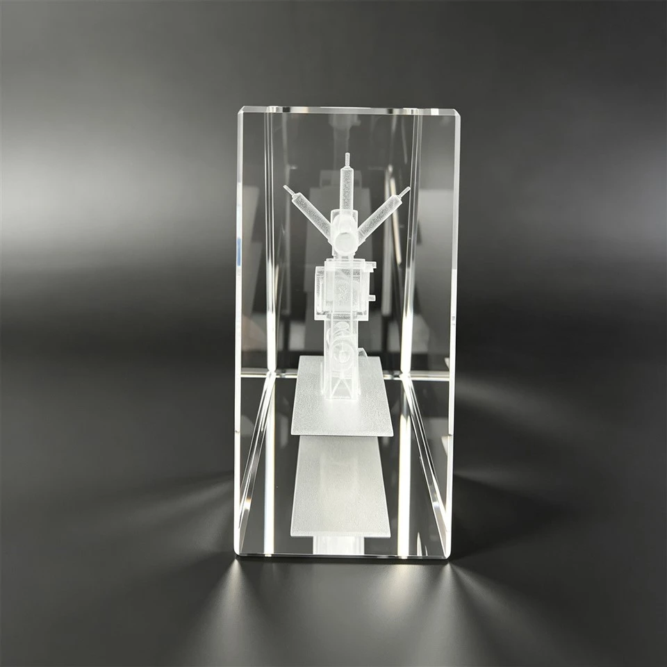 3D Engraved Wedge Crystal Trophy Award high quality